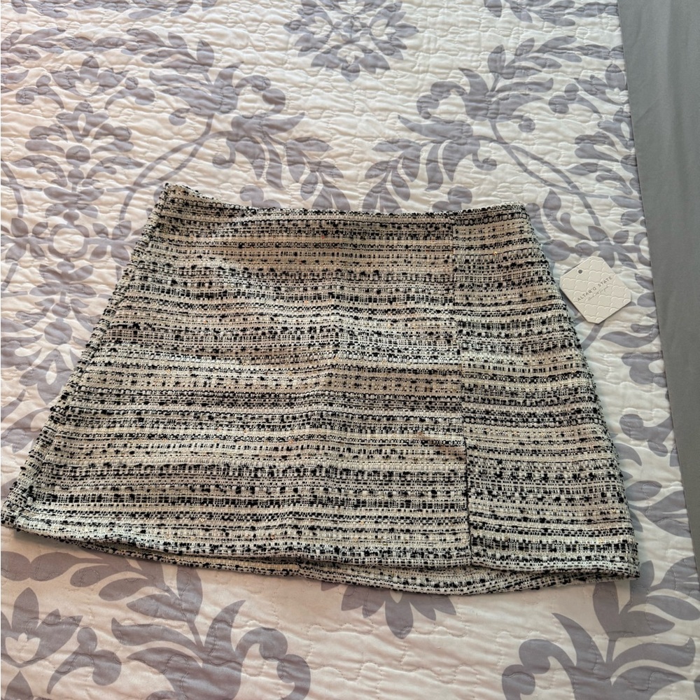 Altar'd State Black & White Tweed Mini Skirt
